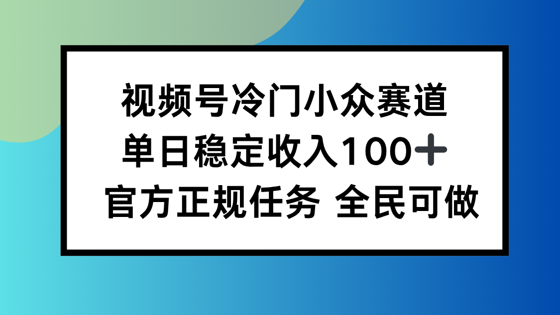 视频号小众赛道，单日稳定收入100+，适合所有人-linxinghc