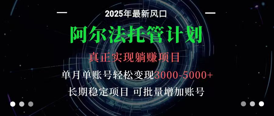 阿尔法托管计划 单账号月入3000-5000，长期稳定项目，新手小白轻松上手-linxinghc