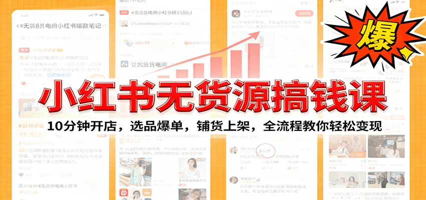 小红书无货源爆单课：10分钟开店，选品爆单，铺货上架，全流程教你轻松变现-linxinghc