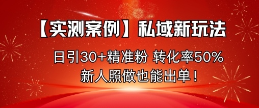 【实测案例】私域新玩法，日引30+精准粉，转化率50%，新人照做也能出单！-linxinghc