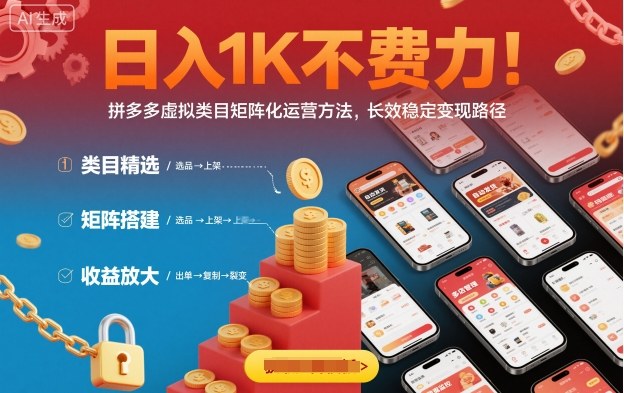 日入1K不费力！拼多多虚拟类目矩阵化运营方法，长效稳定变现路径-linxinghc