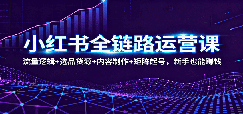小红书全链路运营课：流量逻辑+选品货源+内容制作+矩阵起号，新手也能赚钱-linxinghc