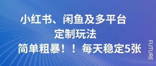 小红书、闲鱼及多平台定制玩法简单粗暴！每天稳定5张-linxinghc