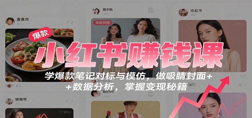 小红书赚钱课：学爆款笔记对标与模仿，做吸睛封面 + 数据分析，掌握变现秘籍-linxinghc