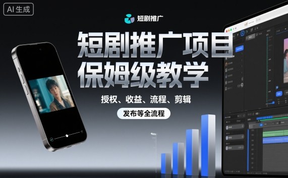 短剧推广项目保姆级教学，授权、收益、流程、剪辑，发布等全流程-linxinghc