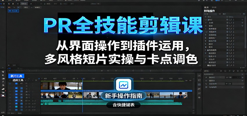 PR全技能剪辑课：从界面操作到插件运用，多风格短片实操与卡点调色-linxinghc
