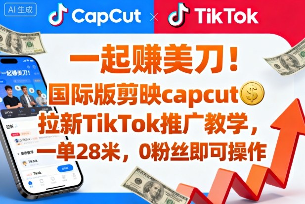 一起賺美刀！国际版剪映capcut拉新TikTok推广教学，一单28米，0粉丝即可操作(附推广入口和教学)-linxinghc