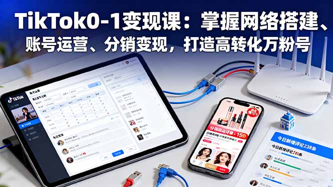 TikTok0-1变现课：掌握网络搭建、账号运营、分销变现，打造高转化万粉号-linxinghc