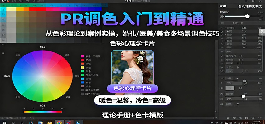 PR调色入门到精通：从色彩理论到案例实操，婚礼/医美/美食多场景调色技巧-linxinghc