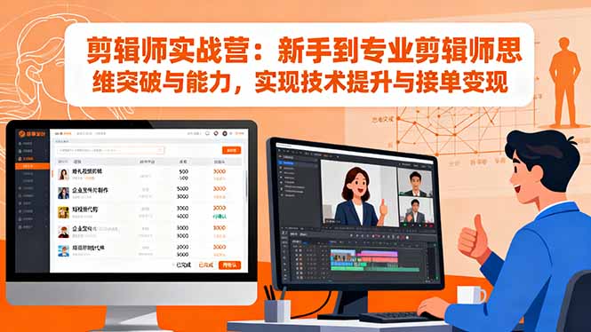 剪辑师实战营：新手到专业剪辑师思维突破与能力，实现技术提升与接单变现-linxinghc