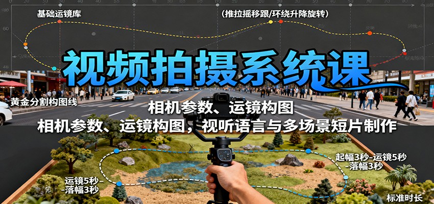 视频拍摄系统课：相机参数、运镜构图，视听语言与多场景短片制作-linxinghc
