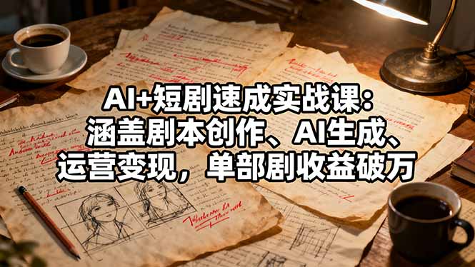 AI+短剧速成实战课：涵盖剧本创作、AI生成、运营变现，单部剧收益破万-linxinghc